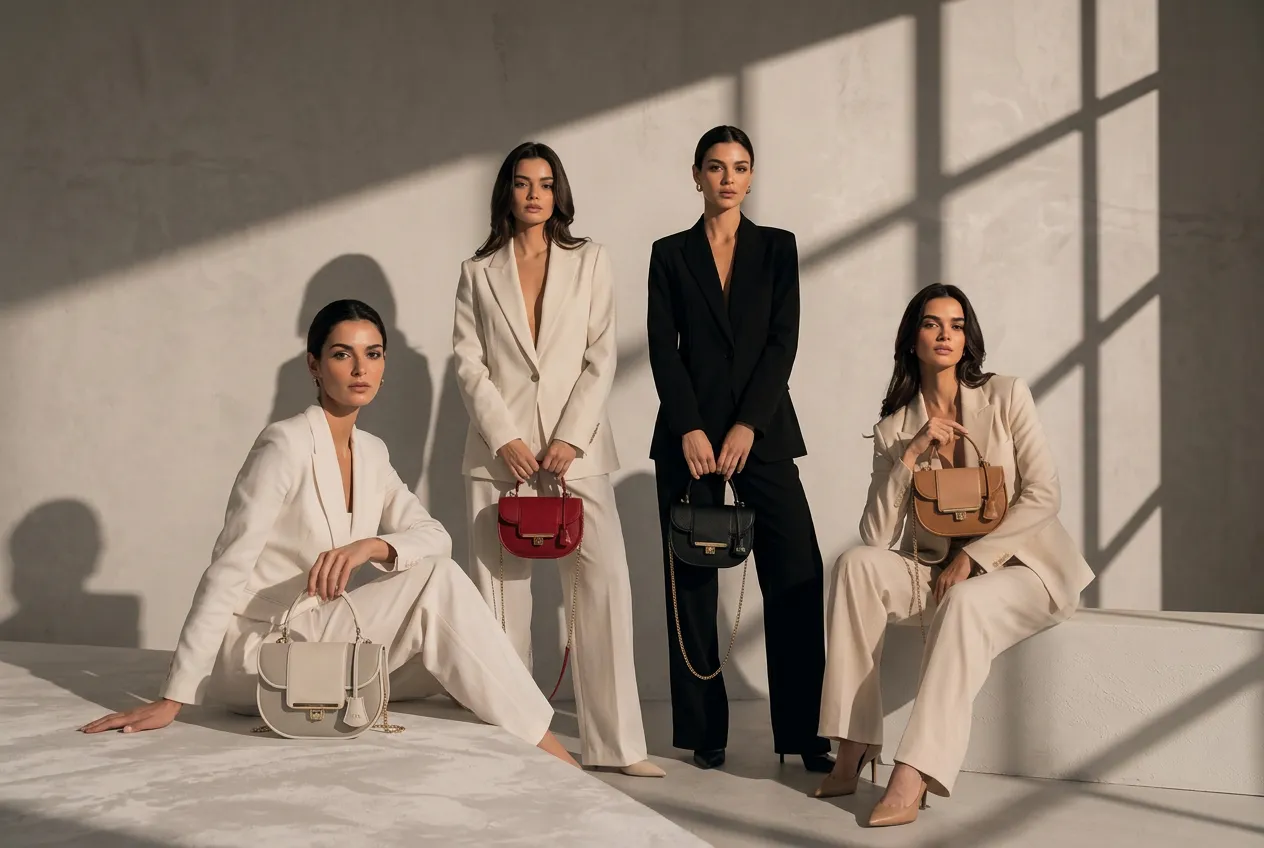 Posa di ragazze per spot borse